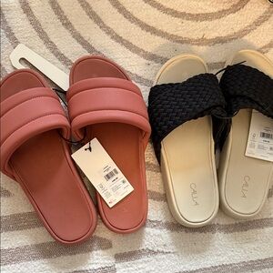 Terracotta Slides Black braided Calia work out yoga sandals